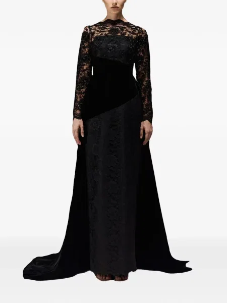 Rochie maxi Tha Seen din dantelă de costum negru