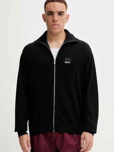 Karl Lagerfeld Jeans cardigan din amestec de lână negru