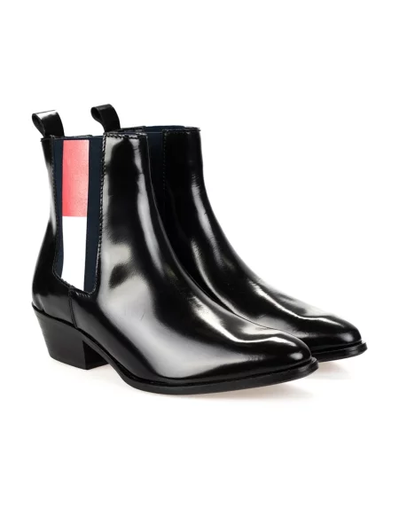 Botki Tommy Hilfiger skórzane czarne