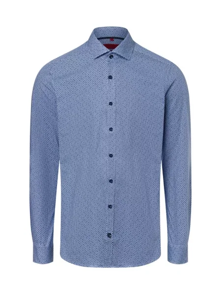 Finshley & Harding koszula biznesowa Mężczyźni Slim Fit wzorzysty 37 niebieski