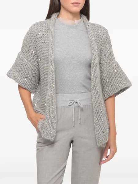 Cardigan Panicale cu paiete tricotate chunky gri