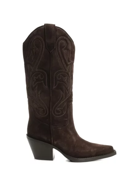 Botine Paris Texas cu broderie maro