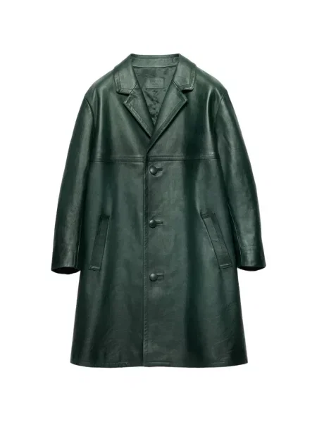 Palton Prada din piele verde