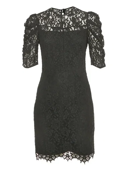 Rochie mini Sandro cu model floral din dantelă de costum negru