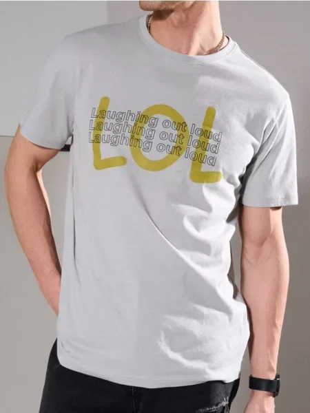 Sinsay oversize tričko s potiskem šedá