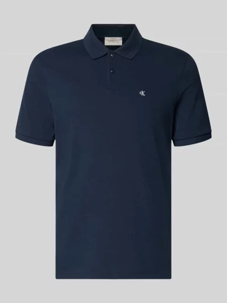 Koszulka polo o kroju straight fit z wyhaftowanym logo Calvin Klein Jeans niebieska
