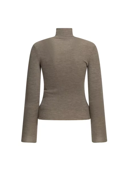 Sweter z golfem Max Mara wełniany do golfa beżowy