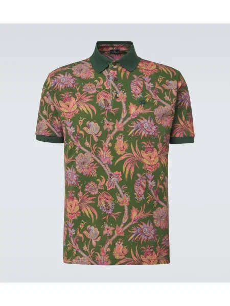 Tricou polo Etro cu model floral verde
