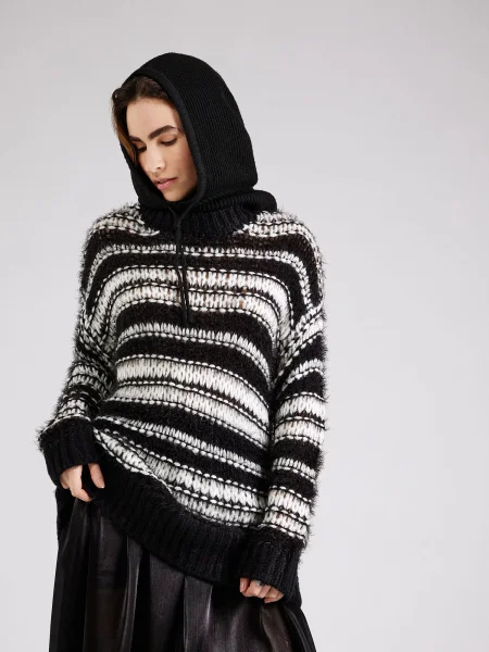TOPSHOP Sveter čierna biela
