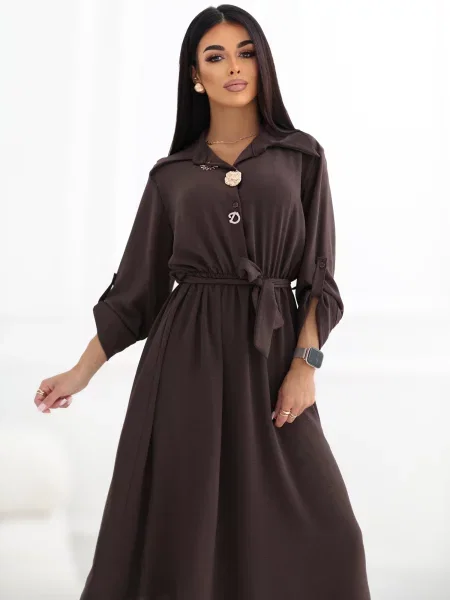 Haljina košulja Italy Moda smeđa