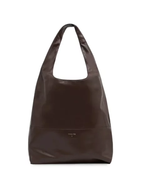 Geantă shopper Patrizia Pepe din piele cu imagine maro