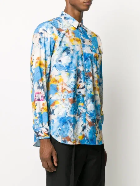 Риза Comme Des Garçons Shirt с принт синьо
