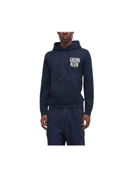 Bluza z kapturem Calvin Klein z kapturem niebieska