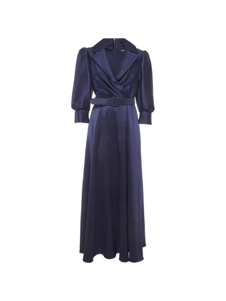 Cu centură rochie maxi Badgley Mischka albastru