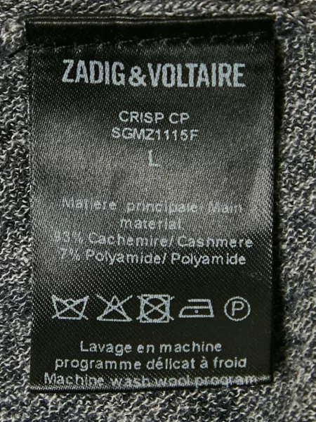 Pulover Zadig&voltaire cu decolteu rotund gri