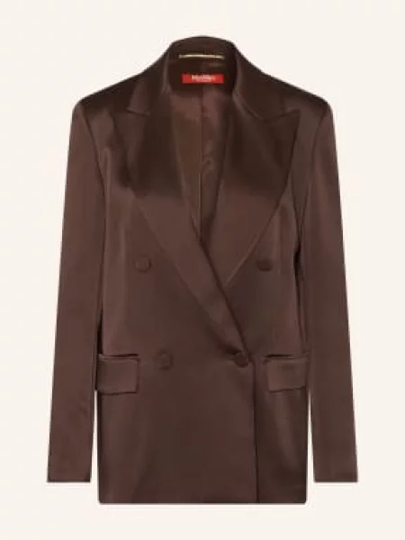 Max Mara Studio Saténový Blejzr Arca tmavě hnědá