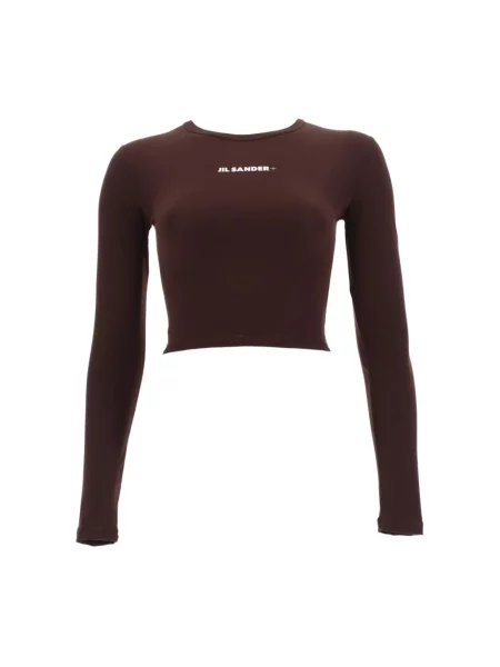 Krótki top Jil Sander z logo brązowy