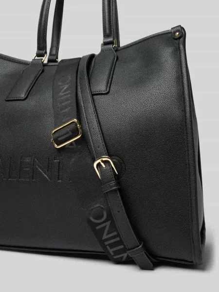 Lniana torebka Valentino Bags czarna