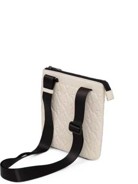 Geantă crossbody Armani Exchange cu autograf alb