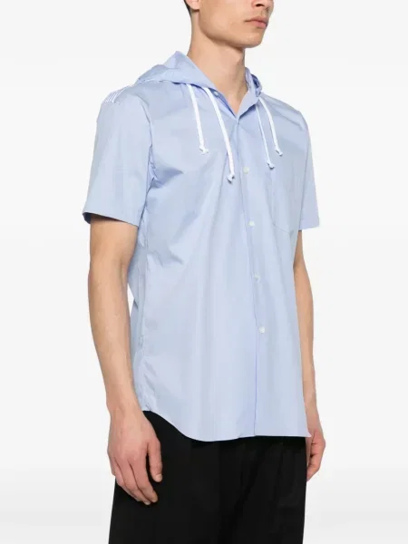 Prugasta košulja Comme Des Garçons Shirt s kapuljačom plava