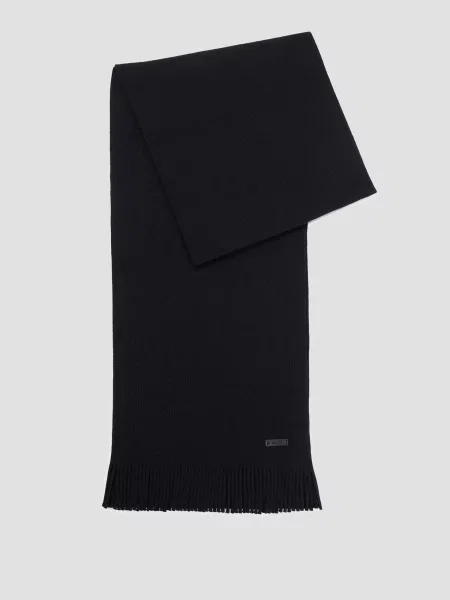 Вовняний шарф Boss чорний