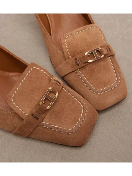 Pantofi cu toc Tod's din piele de căprioară slingback maro