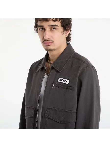 Bunda OBEY Walter Work Jacket Black Faded Wash XL černá