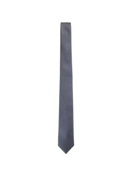 Cravată Brioni de mătase cu imprimeu geometric albastru