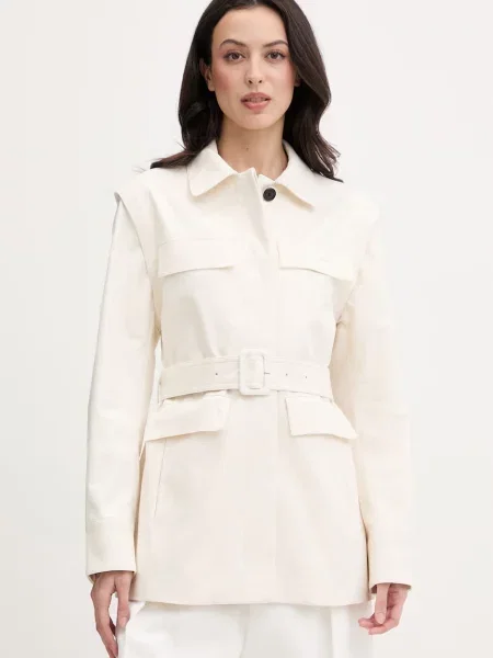 Karl Lagerfeld płaszcz z bawełną beżowy