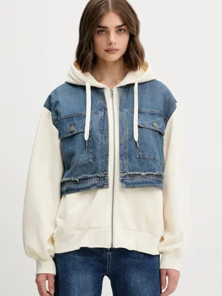 Desigual bluză TRUCKER cu glugă uni bej