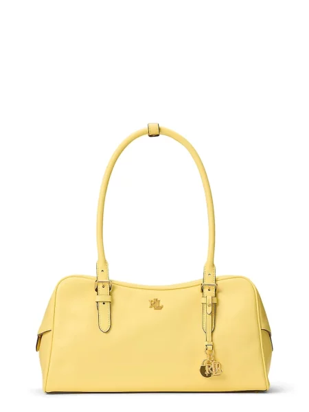 Torba z rączką z naturalnej skóry bydlęcej Lauren Ralph Lauren żółta
