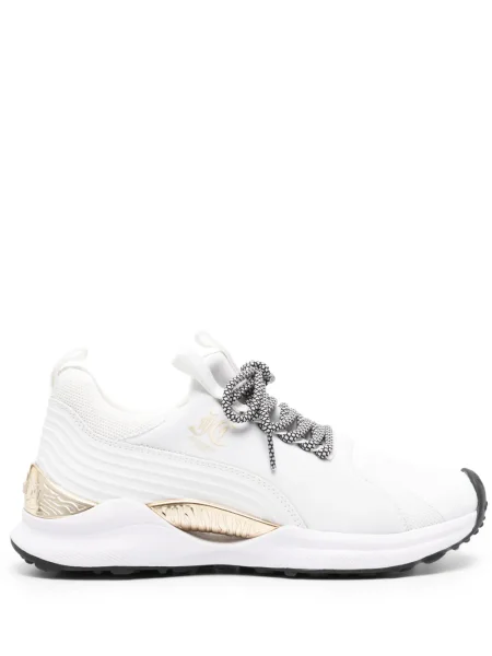 Sneakerși Just Cavalli cu șireturi cu imagine din dantelă alb