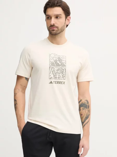 Тениска adidas TERREX Wild с принт бежово