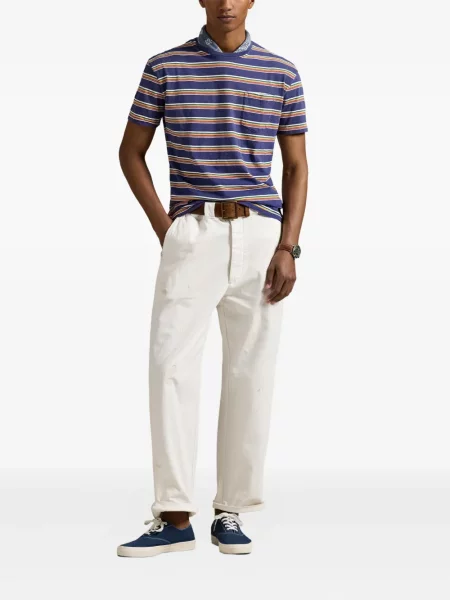 Prugasta majica Polo Ralph Lauren s printom s okruglim izrezom zelena