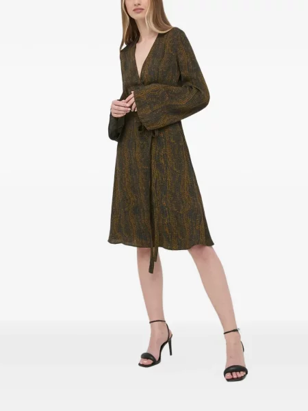 Rochie midi Trussardi cu imagine cu model piele de șarpe plic maro