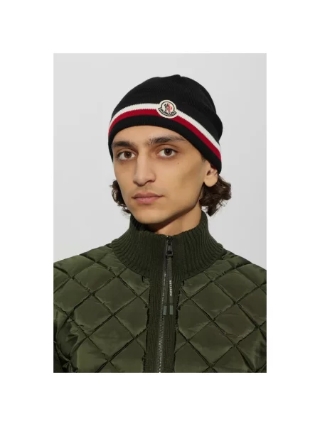 Czapka Moncler wełniana czarna