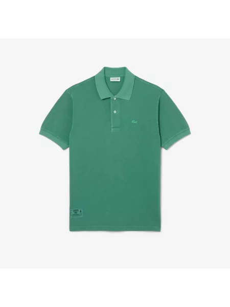 Lacoste Koszulka Polo Classic Fit Z Efektem Sprania zielony