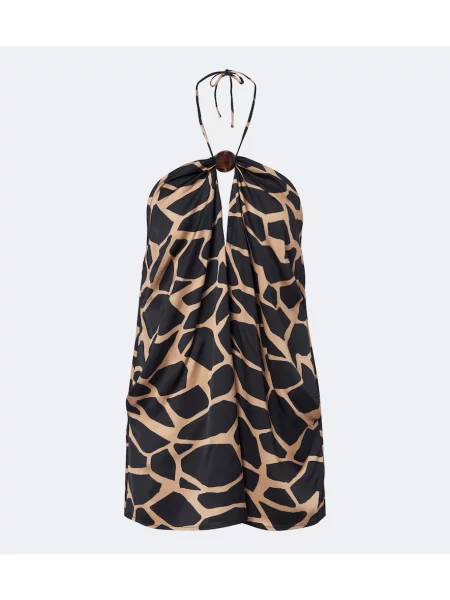 Top Faithfull din satin cu imagine cu imprimeu animal print negru