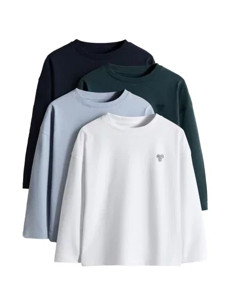 The Set Tricou bleumarin / albastru porumbel / verde închis alb