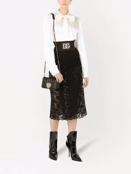Květinové krajkové midi sukně Dolce & Gabbana černé