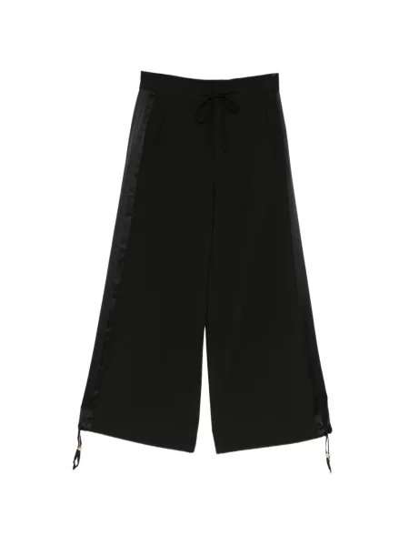 Pantaloni Cynthia Rowley din satin cu dungi cu cordon negru