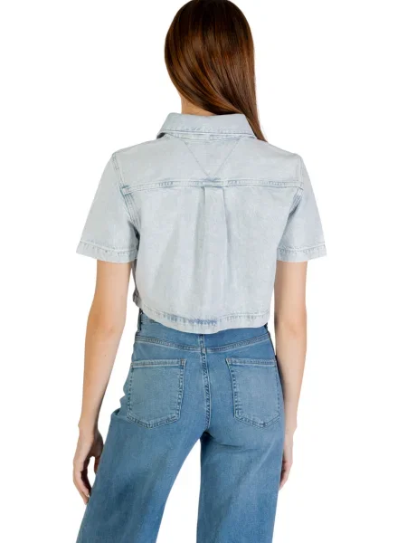 Koszula Tommy Jeans z krótkim rękawem niebieska