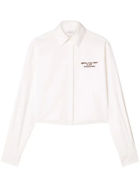 Cămașă Off-white cu broderie din poplin alb