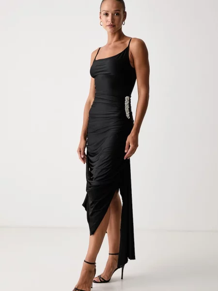 Silvian Heach rochie drapată SOLLIS negru