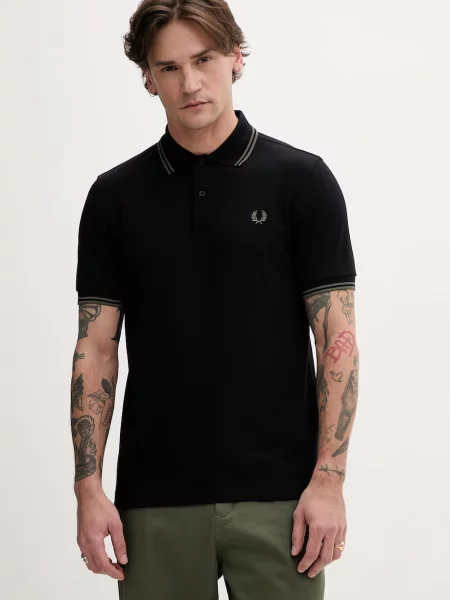 Koszulka polo Fred Perry klasyczna z paskiem czarna