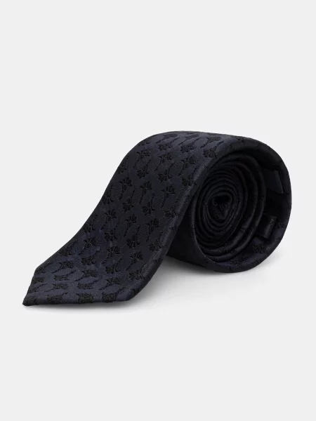 Krawat z jedwabiu we wzór na całej powierzchni Joop! Collection granatowy