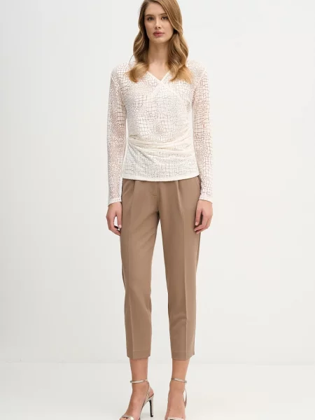 Штани Sisley пряма висока посадка чорний