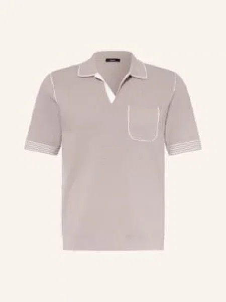 Reiss Pletené Polo Tričko Newbury světle hnědá