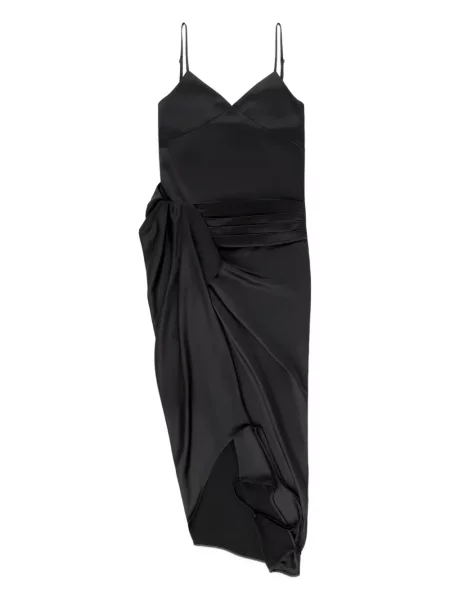 Rochie midi Area cu decolteu în V până la genunchi de costum negru