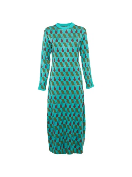 Sukienka midi La Doublej do kolan garniturowa zielona